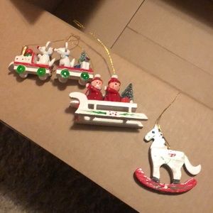Three Vintage wooden ornaments